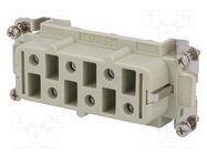 Connector: HDC; contact insert; female; CP; PIN: 6; 6+PE; size 77.27 