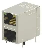 RJ45 CONNECTOR, R/A JACK, 2PORT, TH