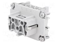 Connector: HDC; contact insert; female; 22A; 400V; PIN: 6; 6+PE AMPHENOL