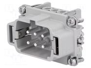 Connector: HDC; contact insert; male; 22A; 400V; PIN: 6; 6+PE AMPHENOL