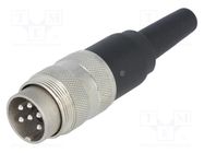 Connector: M16; plug; male; soldering; for cable; PIN: 6; 5A; 300V AMPHENOL