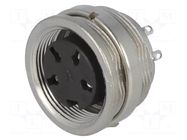 Connector: M16; socket; female; PIN: 4; 5A; 300V; C091A; soldering AMPHENOL
