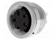 Connector: M16; socket; female; PIN: 4; 5A; 300V; C091D; soldering AMPHENOL