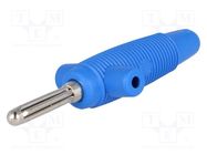 Plug; 4mm banana; 30A; 60VDC; blue; 3mΩ; 2.5mm2; on cable; 60.5mm HIRSCHMANN T&M