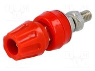 Socket; 4mm banana; 50A; 60VDC; red; screw; 57mm; Insulation: ABS 