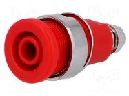 Connector: 4mm banana; socket; 32A; red; nickel plated; insulated AXIOMET