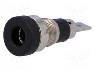 Socket; 4mm banana; 24A; 60VDC; black; nickel plated; on panel 