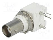 Socket; BNC; female; insulated; angled 90°; 50Ω; THT; gold-plated 