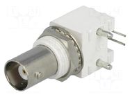 Connector: BNC; socket; female; insulated; angled 90°; 50Ω; THT NINIGI