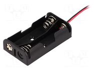 Holder; AA,R6; Batt.no: 2; cables; black; 150mm COMF