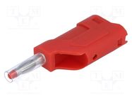 Plug; 4mm banana; 10A; 60VDC; red; 58.5mm; on cable SCI