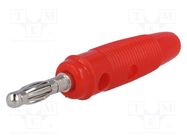 Plug; 4mm banana; 10A; 60VDC; red; Max.wire diam: 4mm; on cable SCI