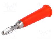 Plug; 4mm banana; 60VDC; red; non-insulated; Max.wire diam: 5mm 