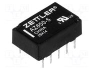 Relay: electromagnetic; DPDT; Ucoil: 5VDC; 1A; 0.5A/125VAC; AZ850 ZETTLER