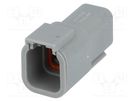 Connector: wire-wire; ATM; male; plug; for cable; PIN: 6; grey; IP67 AMPHENOL