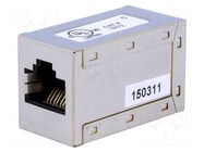 Coupler; Cat: 6; shielded; 8p8c; RJ45 socket,both sides DIGITUS