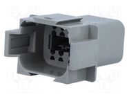 Connector: wire-wire; AT; male; plug; for cable; PIN: 8; grey; IP67 AMPHENOL