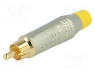 Plug; RCA; male; straight; soldering; grey; gold-plated; for cable AMPHENOL