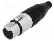 Connector: XLR; plug; female; AC; 7.5A; 133V; PIN: 5; IP40; straight AMPHENOL