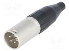 Plug; XLR; male; PIN: 4; straight; for cable; soldering; 133V; 10A AMPHENOL