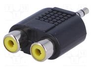 Adapter; Jack 3.5mm plug,RCA socket x2; stereo 