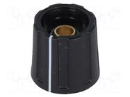 Knob; with pointer; ABS; Øshaft: 6.35mm; Ø16x15.5mm; black; A2616 OKW