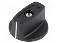 Knob; with pointer; ABS; Øshaft: 6mm; Ø31x16mm; black; Shaft: smooth OKW