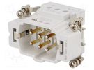 Connector: HDC; contact insert; male; HTS HE; PIN: 6; 6+PE; size 3 TE Connectivity