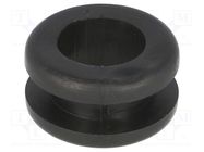 Grommet; Ømount.hole: 12mm; Øhole: 10mm; PVC; black; -30÷60°C HELLERMANNTYTON
