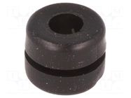 Grommet; Ømount.hole: 6mm; Øhole: 4mm; PVC; black; -30÷60°C; UL94V-2 HELLERMANNTYTON