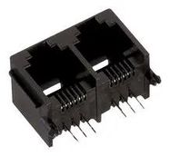 MODULAR CONN, R/A JACK, 6P6C, 2GANG, TH