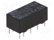 Relay: electromagnetic; DPDT; Ucoil: 24VDC; Icontacts max: 2A; PCB OMRON Electronic Components