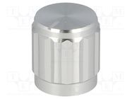 Knob; with pointer; aluminium,thermoplastic; Øshaft: 6mm; silver SR PASSIVES