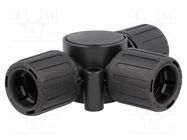 T-connector; polyamide; HelaGuard; -50÷135°C; IP66; black; UL94V-2 HELLERMANNTYTON