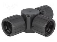 T-connector; polyamide; HelaGuard; IP66; socket 21mm x3; black HELLERMANNTYTON