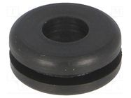 Grommet; Ømount.hole: 8mm; Øhole: 4.5mm; rubber; black FIX&FASTEN