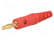 Connector: 4mm banana; plug; 32A; 33VAC; 70VDC; red; gold-plated SCHÜTZINGER