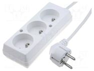 Extension lead; 3x1.5mm2; Sockets: 3; PVC; white; 1.5m; 16A JONEX