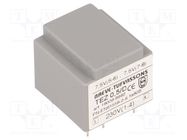 Transformer: encapsulated; 0.5VA; 230VAC; 7.5V; 7.5V; 33.3mA; PCB BREVE TUFVASSONS