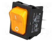 ROCKER; DPST; Pos: 2; ON-OFF; 10A/250VAC; yellow; neon lamp; 250V 