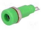 Socket; 4mm banana; 10A; 60VDC; green; nickel plated; insulated SCI
