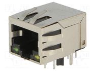 Socket; RJ45; PIN: 8; shielded,with LED; Layout: 8p8c; THT Amphenol Communications Solutions