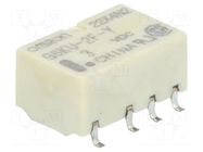 Relay: electromagnetic; DPDT; Ucoil: 3VDC; Icontacts max: 1A; G6K OMRON Electronic Components