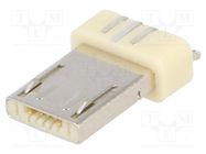 Plug; USB A micro; for molding; soldering; PIN: 5; USB 2.0; 0.65mm ECE