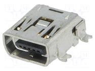 Connector: USB AB mini; socket; SMT; PIN: 5; horizontal ECE