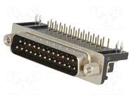 Connector: D-Sub; PIN: 25; socket; male; angled 90°; THT; UNC 4-40 CONNFLY