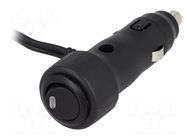 Cigarette lighter plug; Sup.volt: 7÷12VDC; Inom: 8A; 12V/8A; black SCI