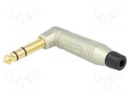 Plug; Jack 6,3mm; male; stereo; ways: 3; angled 90°; for cable; grey AMPHENOL