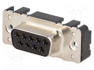 D-Sub; PIN: 9; socket; female; straight; THT; M3; Locking: screws HARTING