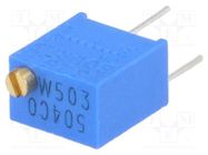 Potentiometer: mounting; multiturn; 50kΩ; 250mW; ±10%; linear; THT BOURNS